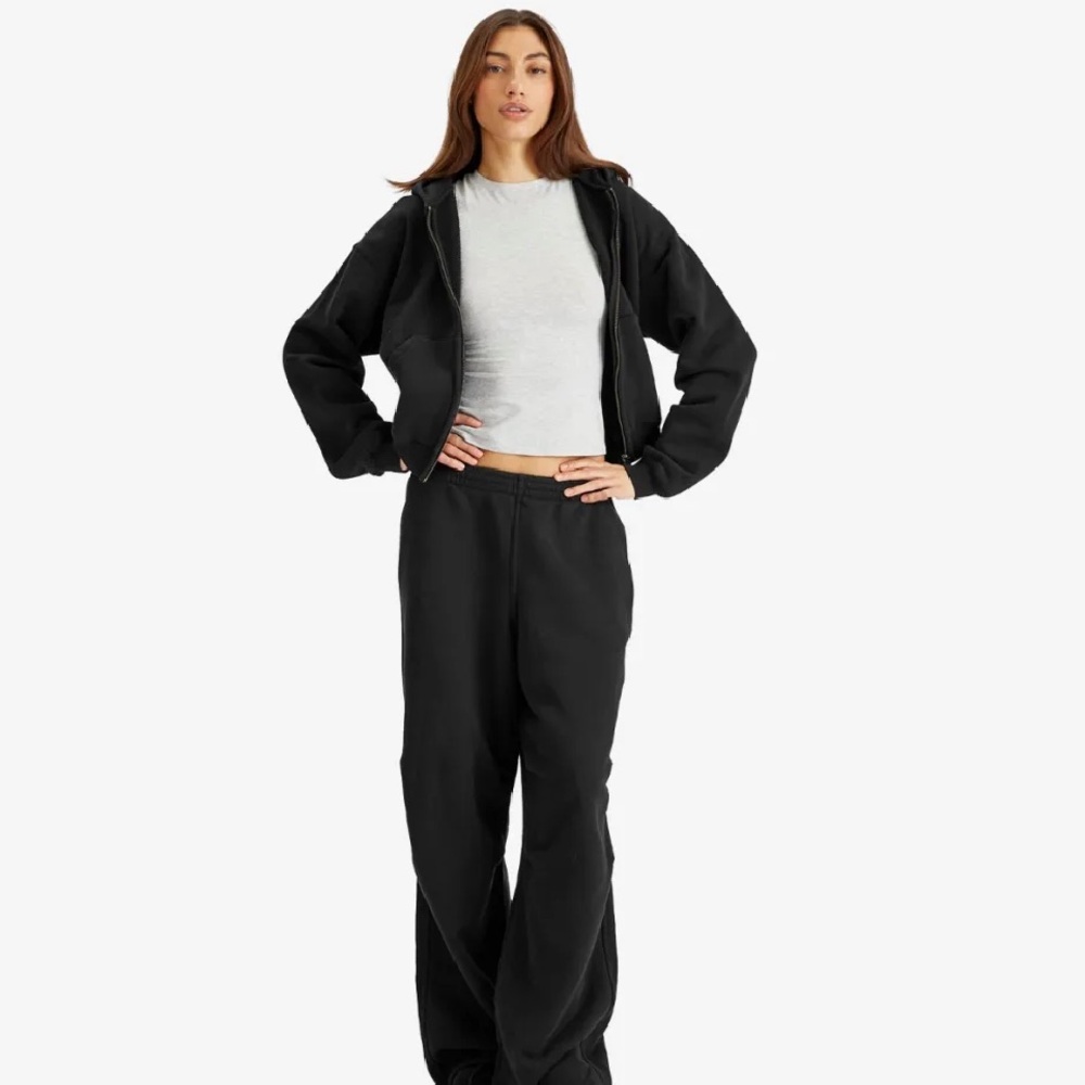 SKIMS *NWT VINTAGE FLEECE ZIP UP HOODIE | COLOR: WASHED ONYX | SIZE: L - Picture 4 of 12